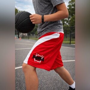 Puma Youth M Red Mesh Athletic Shorts Basketball Gym Sport Activewear